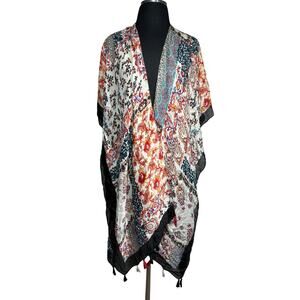 Do Everything In Love Paisley Ruana Tassels Kimono Boho Lightweight One Size